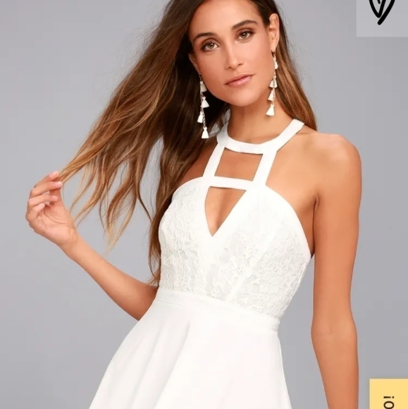 Lulus All My Daydreams White Lace Skater Dress XS - Picture 12 of 12